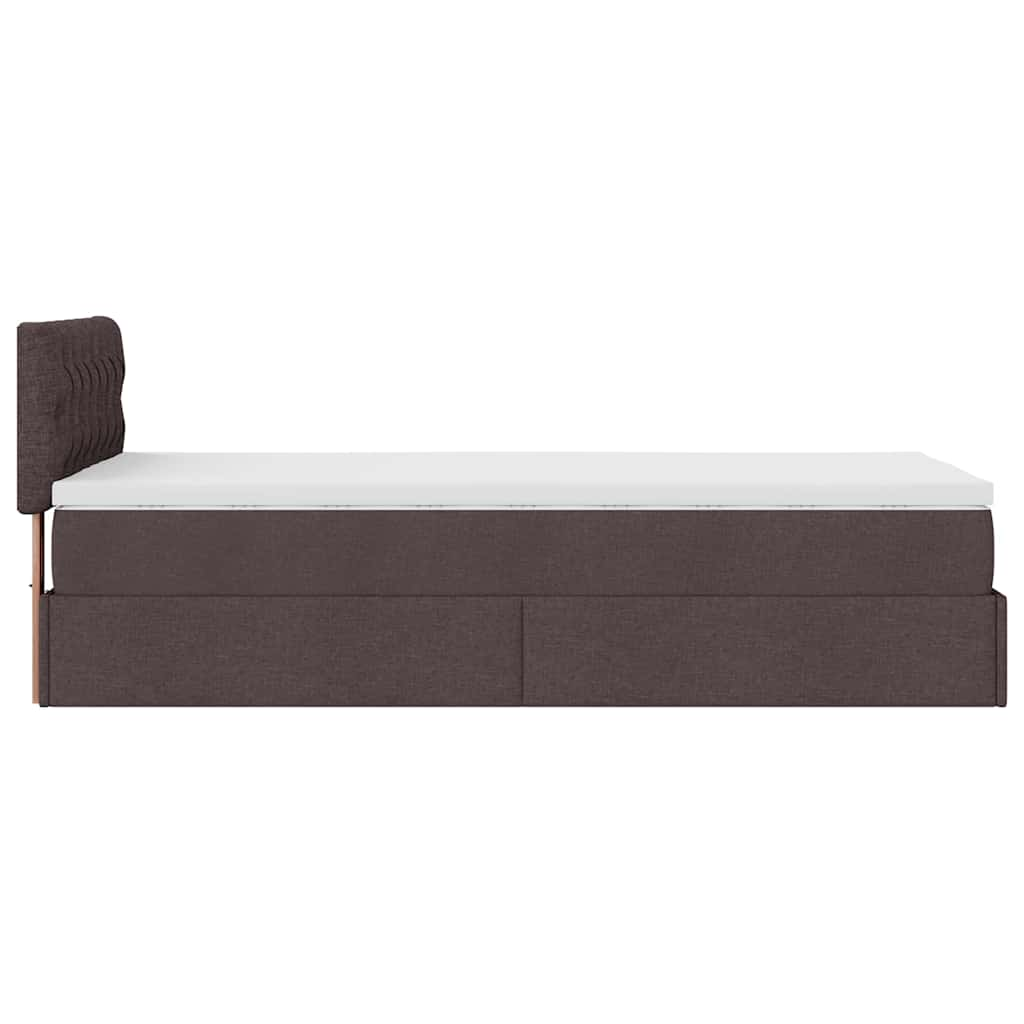 Cadre de lit ottoman avec matelas marron foncé 80x200 cm tissu