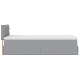 Cadre de lit ottoman et matelas gris clair 90x190 cm tissu