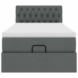 Ottoman bed frame with dark gray mattress 90x190 cm fabric