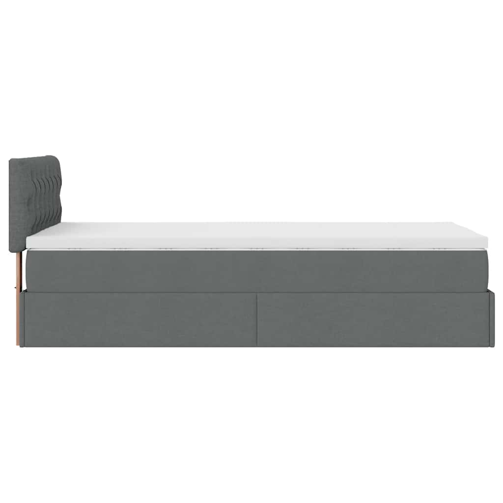 Ottoman bed frame with dark gray mattress 90x190 cm fabric