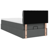 Ottoman bed frame with dark gray mattress 90x190 cm fabric