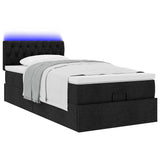 Cadre de lit ottoman avec matelas noir 90x190 cm tissu