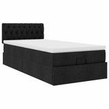 Cadre de lit ottoman avec matelas noir 90x190 cm tissu