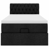 Cadre de lit ottoman avec matelas noir 90x190 cm tissu