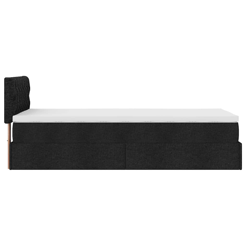 Cadre de lit ottoman avec matelas noir 90x190 cm tissu