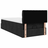 Cadre de lit ottoman avec matelas noir 90x190 cm tissu