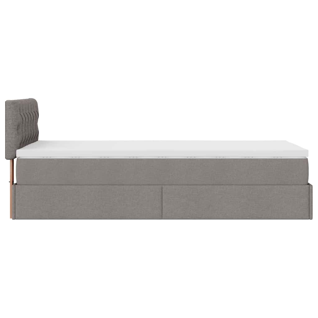 Ottoman bed with taupe mattress 90x200 cm fabric