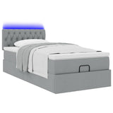 Lit ottoman avec matelas gris clair 100x200 cm tissu