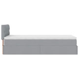 Lit ottoman avec matelas gris clair 100x200 cm tissu