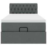 Cadre de lit ottoman avec matelas gris foncé 100x200 cm tissu