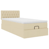 Lit ottoman avec matelas crème 100x200 cm tissu