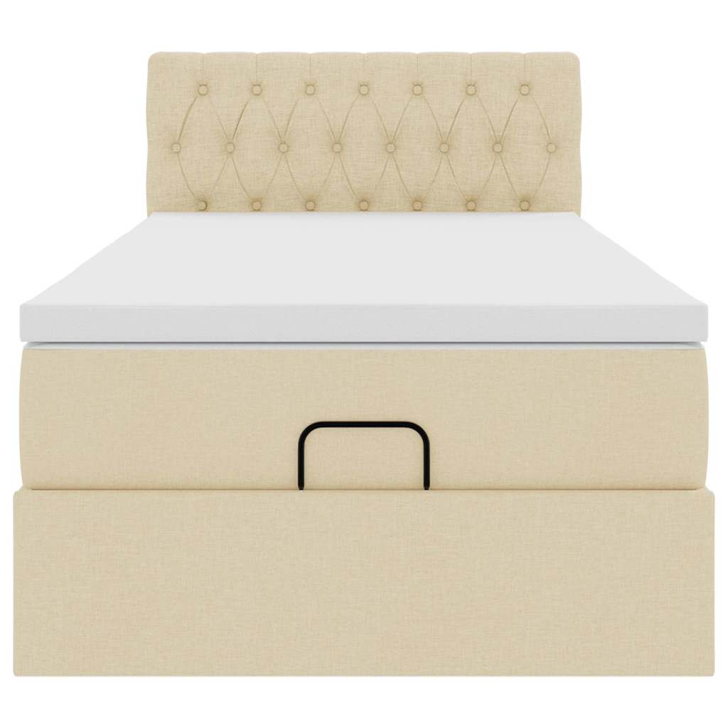 Lit ottoman avec matelas crème 100x200 cm tissu