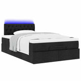 Lit ottoman avec matelas noir 120x190 cm tissu