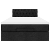 Lit ottoman avec matelas noir 120x190 cm tissu