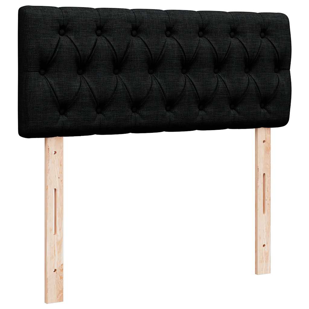 Lit ottoman avec matelas noir 120x190 cm tissu