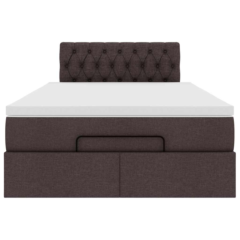 Cadre de lit ottoman avec matelas marron foncé 120x190 cm tissu