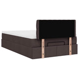 Cadre de lit ottoman avec matelas marron foncé 120x190 cm tissu