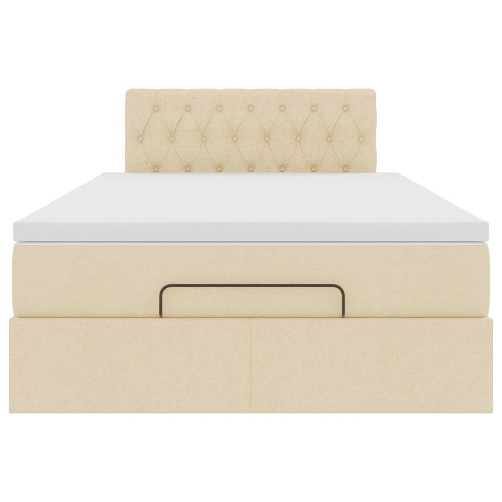 Cadre de lit ottoman avec matelas crème 120x190 cm tissu