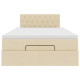 Cadre de lit ottoman avec matelas crème 120x190 cm tissu