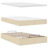 Ottoman bed frame with cream mattress 120x190 cm fabric