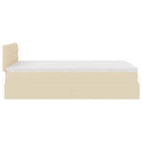 Cadre de lit ottoman avec matelas crème 120x190 cm tissu