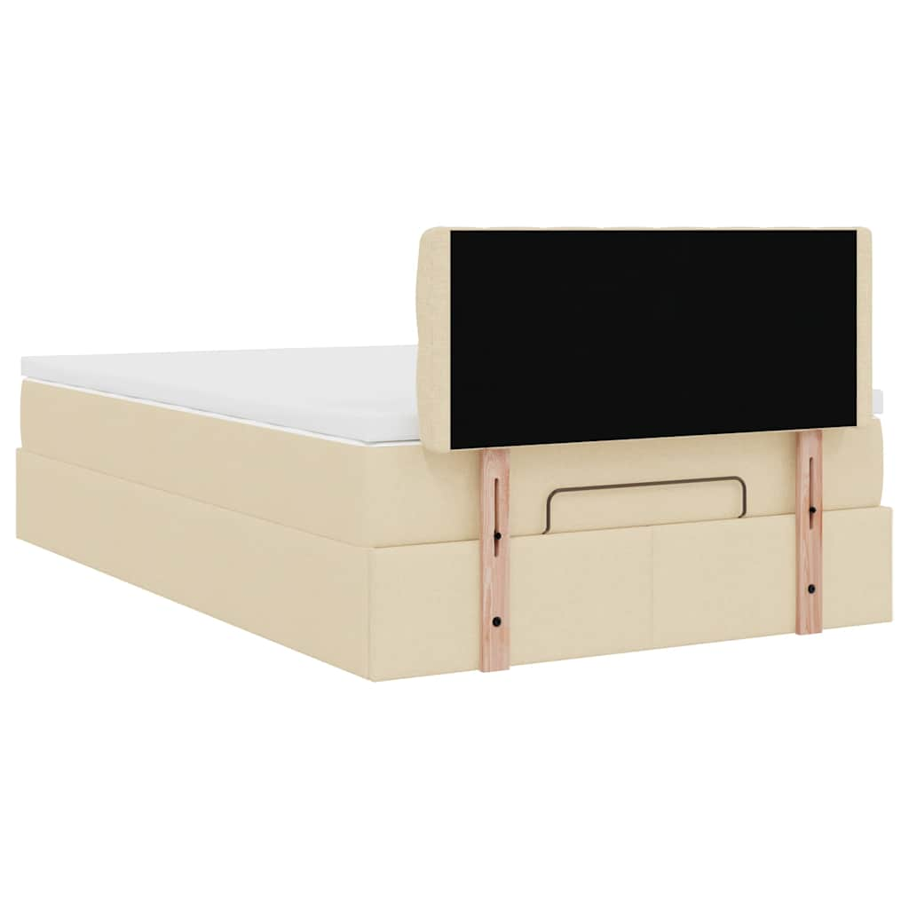 Cadre de lit ottoman avec matelas crème 120x190 cm tissu