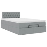 Lit ottoman avec matelas gris clair 120x200 cm tissu