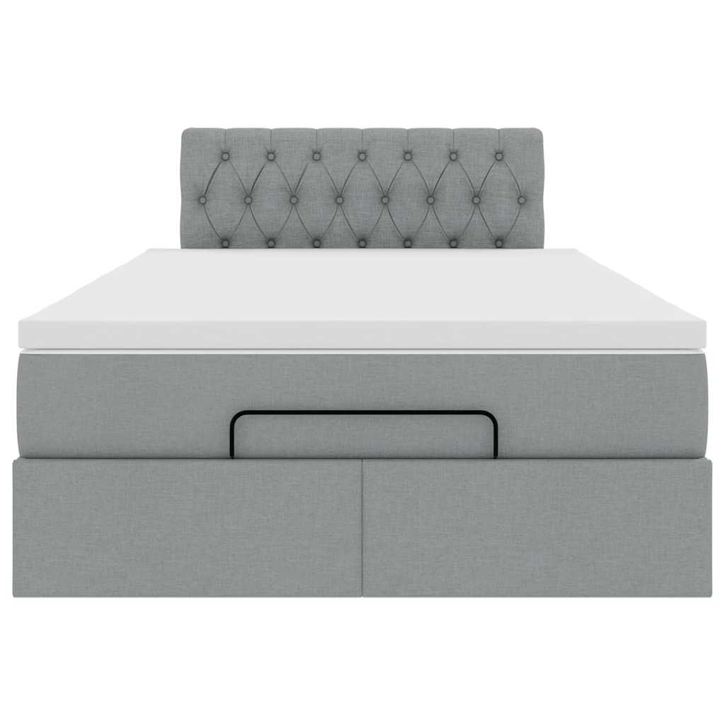 Lit ottoman avec matelas gris clair 120x200 cm tissu