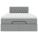 Lit ottoman avec matelas gris clair 120x200 cm tissu