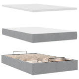 Lit ottoman avec matelas gris clair 120x200 cm tissu