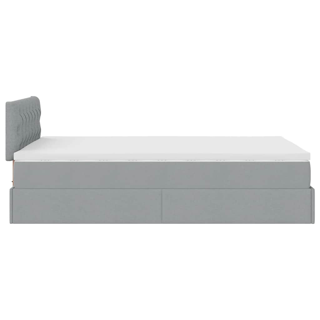 Lit ottoman avec matelas gris clair 120x200 cm tissu