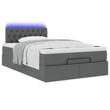 Ottoman bed with dark gray mattress 120x200 cm fabric