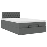 Ottoman bed with dark gray mattress 120x200 cm fabric