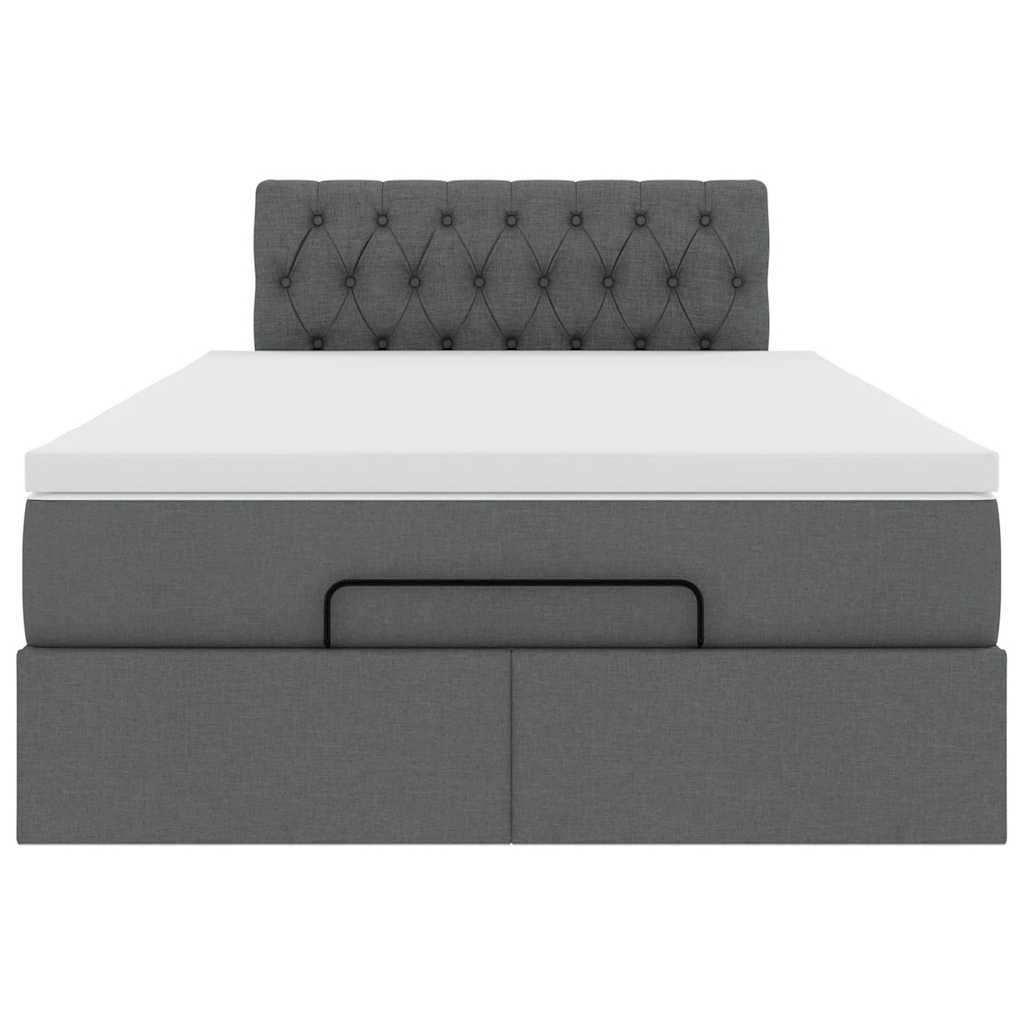 Ottoman bed with dark gray mattress 120x200 cm fabric