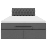 Ottoman bed with dark gray mattress 120x200 cm fabric