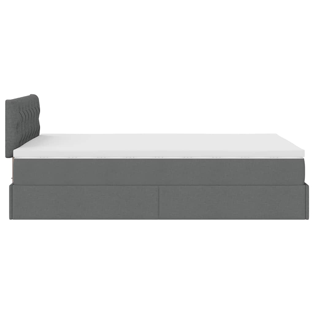 Ottoman bed with dark gray mattress 120x200 cm fabric