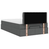 Ottoman bed with dark gray mattress 120x200 cm fabric