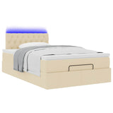 Cadre de lit ottoman avec matelas crème 120x200cm tissu