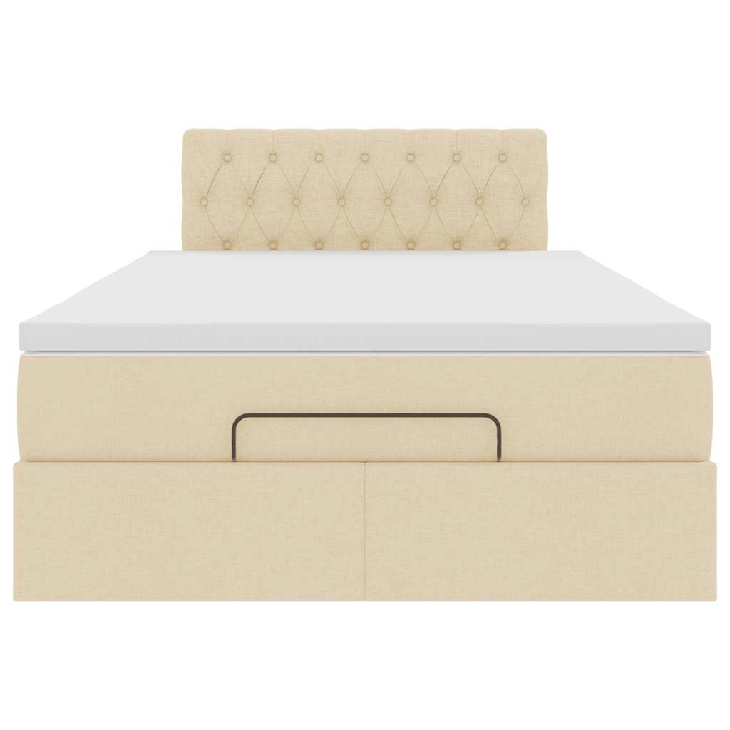 Cadre de lit ottoman avec matelas crème 120x200cm tissu