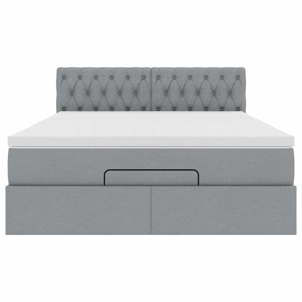 Lit ottoman avec matelas gris clair 140x190 cm tissu