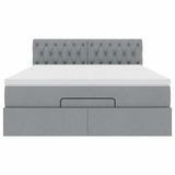 Lit ottoman avec matelas gris clair 140x190 cm tissu