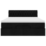 Lit ottoman avec matelas et LED noir 140x190 cm tissu