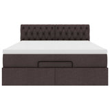 Lit ottoman avec matelas et LED marron foncé 140x190 cm tissu