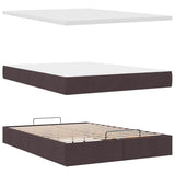 Lit ottoman avec matelas et LED marron foncé 140x190 cm tissu