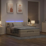 Lit ottoman avec matelas et LED crème 140x190 cm tissu