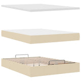 Lit ottoman avec matelas et LED crème 140x190 cm tissu