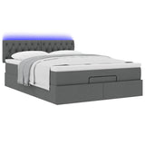 Ottoman bed with dark gray mattress 140x200 cm fabric