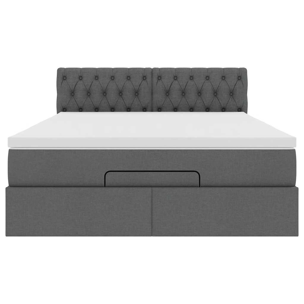 Ottoman bed with dark gray mattress 140x200 cm fabric