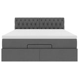 Ottoman bed with dark gray mattress 140x200 cm fabric