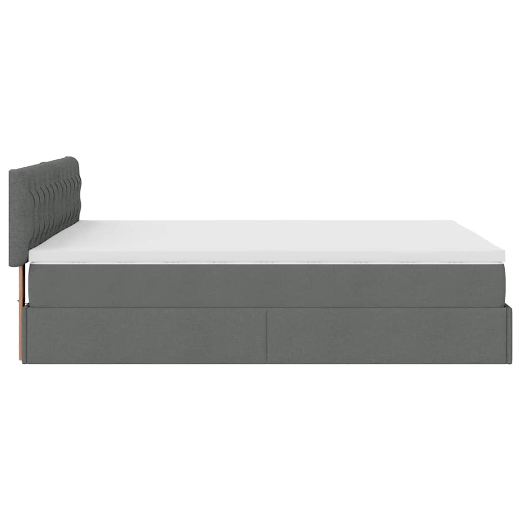 Ottoman bed with dark gray mattress 140x200 cm fabric